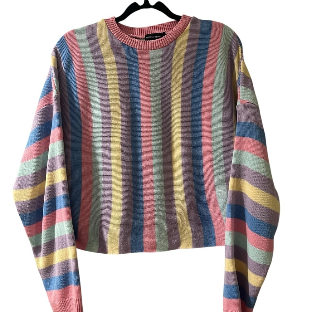 PrettyLittleThing Multicolor Striped Women's Crewneck Sweater-Size L
